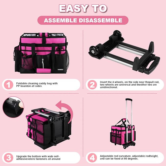 Cleaning Caddy with Wheels, Rolling Cleaning Supplies Organizer with Bottom - Image 5