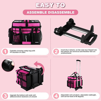 Cleaning Caddy with Wheels, Rolling Cleaning Supplies Organizer with Bottom - Image 5