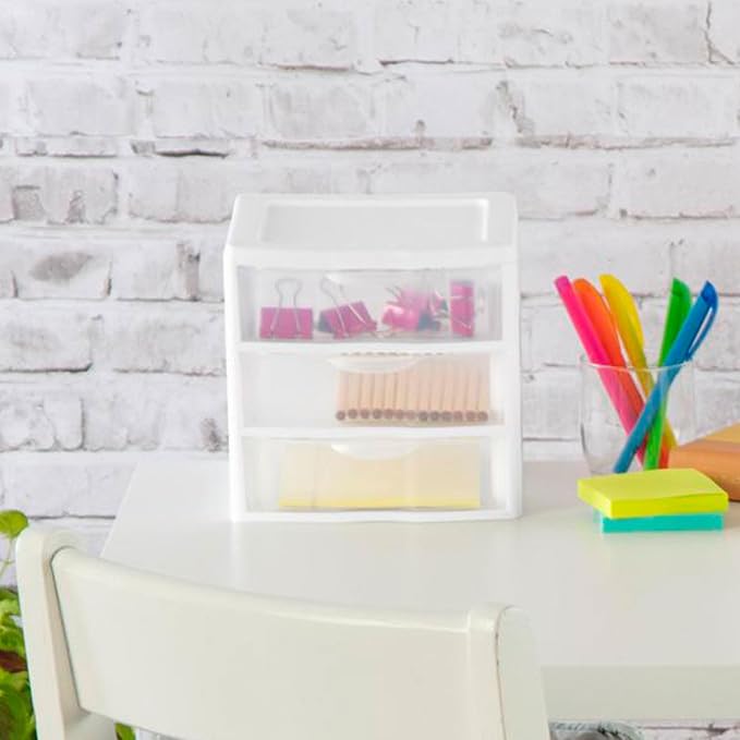 Sterilite Clearview 3-Drawer Cart Small Plastic Storage Organizer, Containers - Image 5