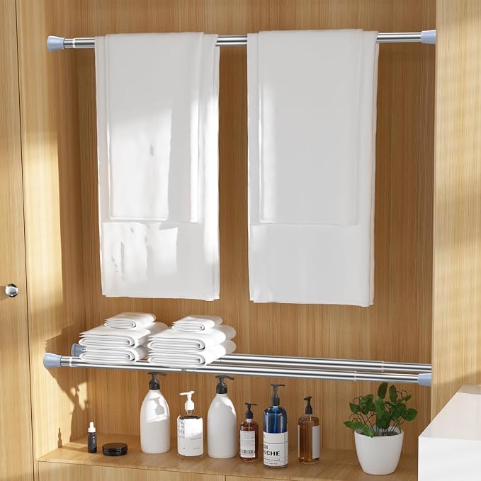 MEXAU 1Pack Spring Tension Curtain Rod 27-50 inch Silver Small Tension Rod | - Image 5