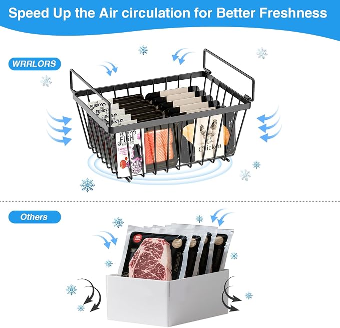 Freezer Organizers bins with Folding Handles，4 Pack Stackable Upright Freezer - Image 4
