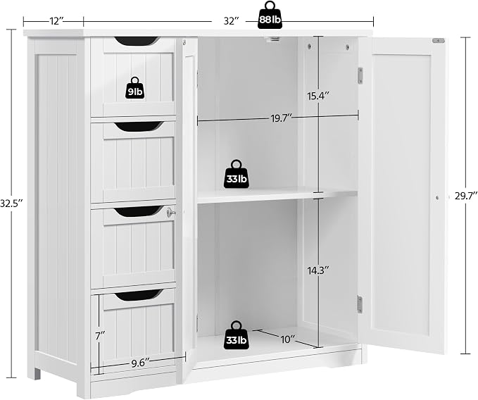 Yaheetech Small Bathroom Storage Cabinet - Image 3