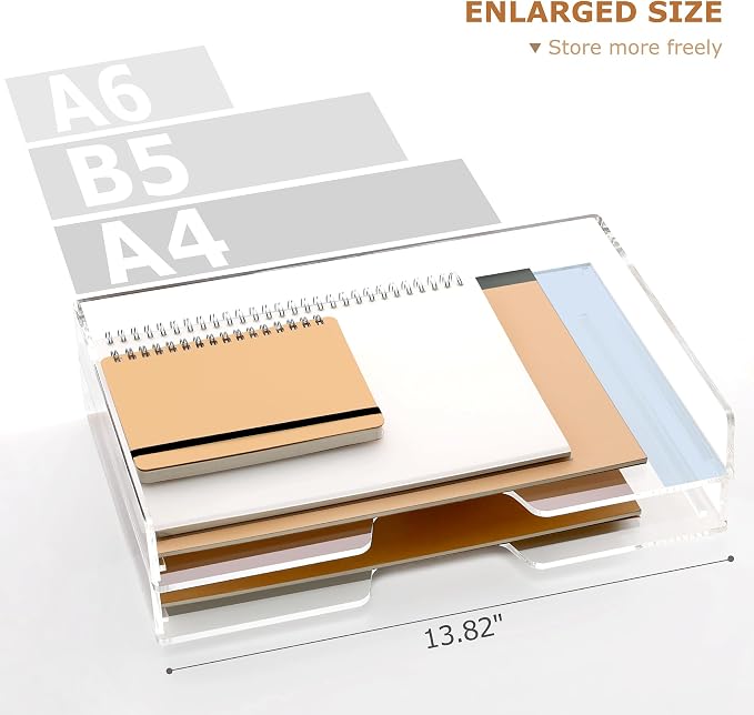 SANRUI 4 Tier Acrylic Paper Letter Tray Desk Stackable Organizer Trays，Clear - Image 7