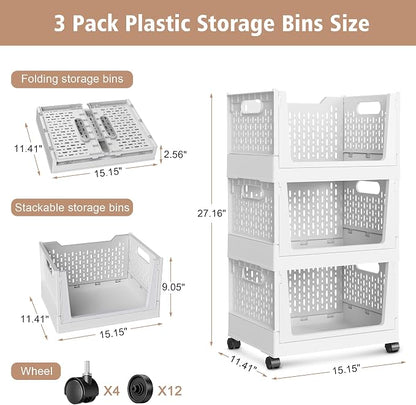 Stackable Storage Bins, Folding Collapsible Closet Organizers and Storage Bins - Image 2