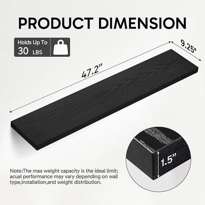 BAYKA Floating Shelves, 47.2 inches Long Heavy Duty Wall Mounted Rustic Wood - Image 3