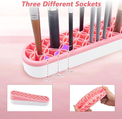 4 Pcs Silicone Makeup Brush Holder Stand Multipurpose Cosmetic Travel Storage - Image 5