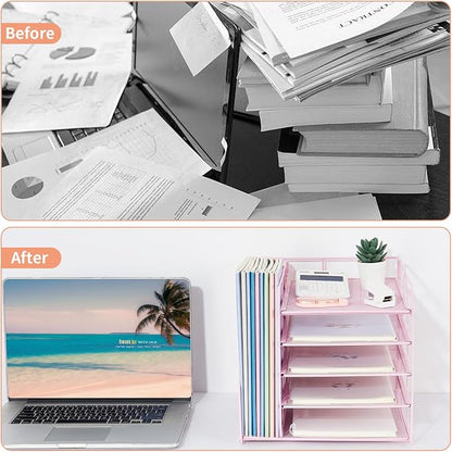 LEKETREE Desk Organizers and Accessories, 5-Tier Paper Letter Tray Organizer - Image 2