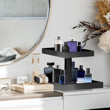 YAGELI Black Perfume Organizer for Men, 2 Tier Acrylic Cologne Rack Stand - Image 3