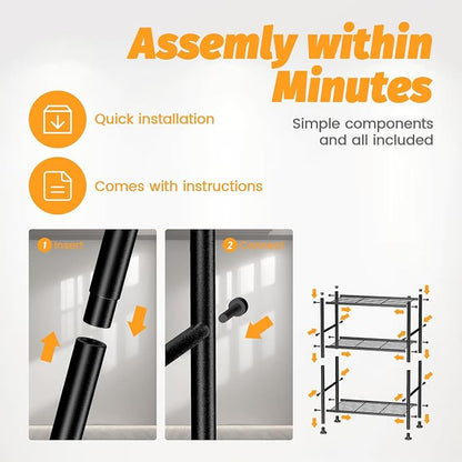 Abiglifty Storage Shelves, 3-Tier Metal Shelving, Wire Shelving - Image 4