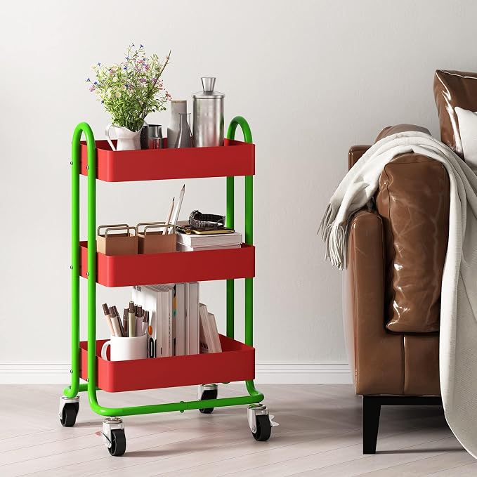 Metal Rolling Cart, 3-Tier Metal Rolling Cart - Image 8