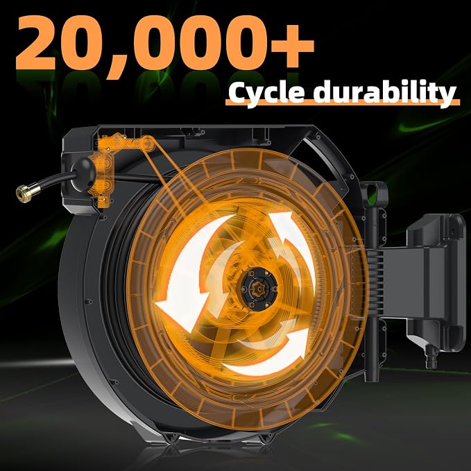 Retractable Garden Hose Reel 5/8 in x100 ft, Heavy Duty Wall Mounted Hose Reel - Image 4