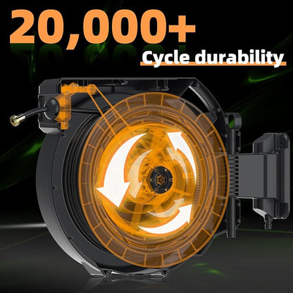 Retractable Garden Hose Reel 5/8 in x100 ft, Heavy Duty Wall Mounted Hose Reel - Image 4