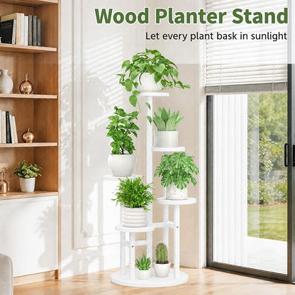 LASZOLA 5 Tiered Wood Plant Stand Indoor Corner, Flower Holder Rack Tall - Image 6