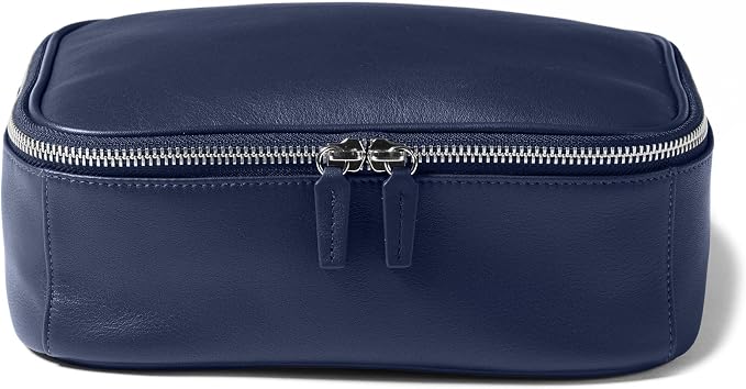 Leatherology Navy Blue Large Travel Organizer – Full-Grain Leather Toiletry Bag - Image 5