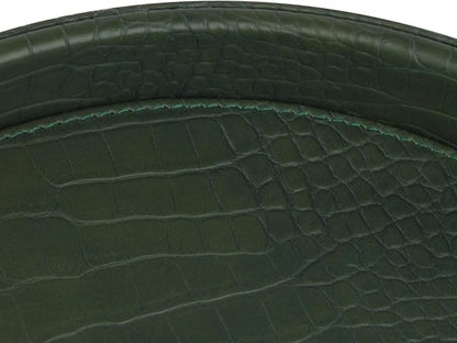 HofferRuffer Faux Leather Round Serving Tray, Vegan Croco Leather Decorative - Image 6