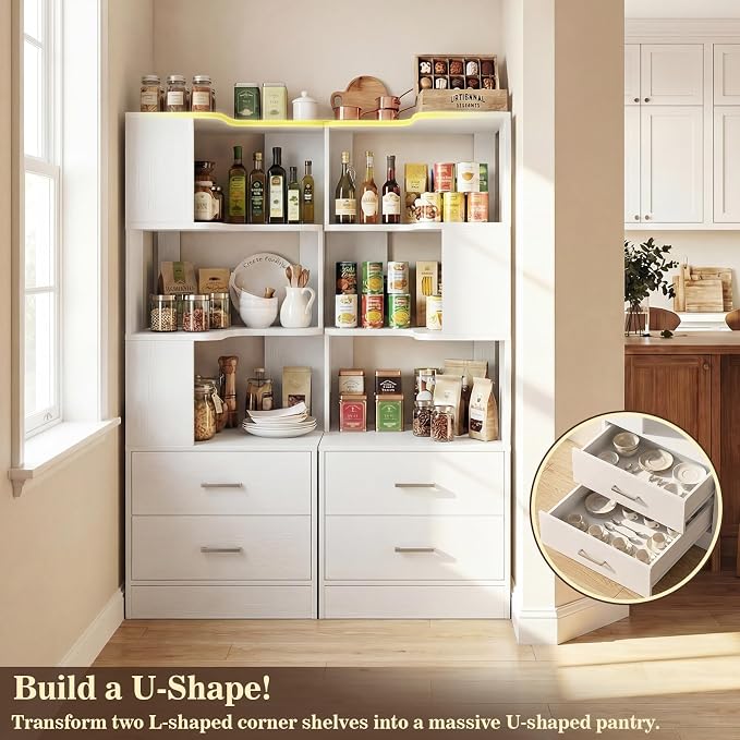 Armocity Corner Bookshelf with Drawers, Small Corner Shelf with Drawers | L - Image 7