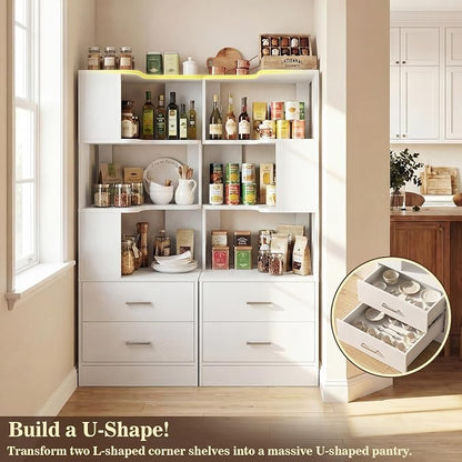 Armocity Corner Bookshelf with Drawers, Small Corner Shelf with Drawers | L - Image 7