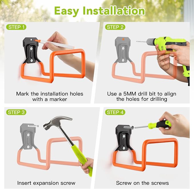 Hose Holder Stand Wall Mount, Metal Water Pipe Tube Hooks Rack - Image 5
