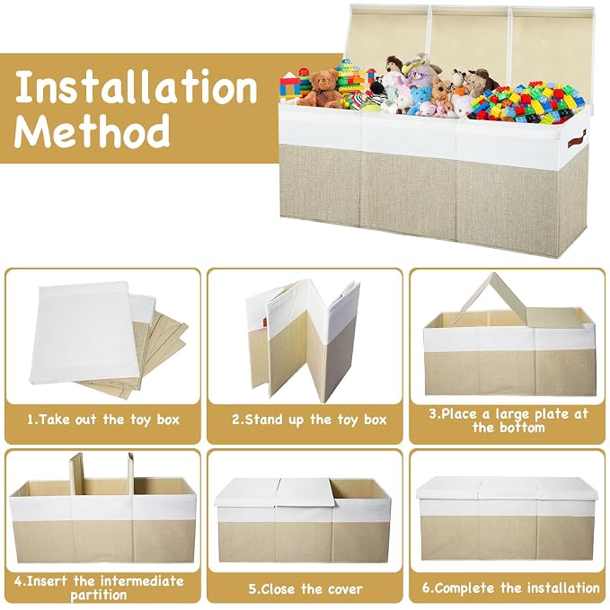 Large Toy Box Chest, Toy Storage Organizer, Storage Bins - Image 9