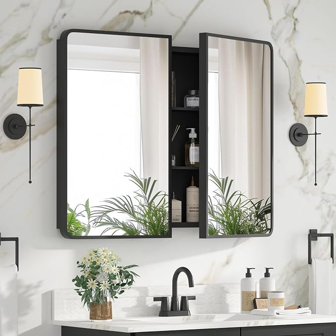 Bathroom Medicine Cabinet with Mirror 24 x 30 Inch, Mirrored Cabinets with by Unknown