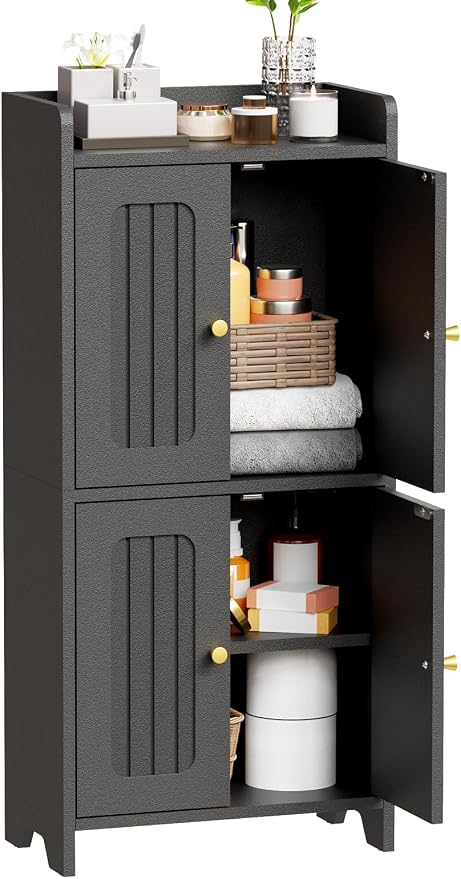 BEWISHOME Small Floor Cabinet, Toilet Paper Storage, Bathroom Storage Cabinet | - Image 9