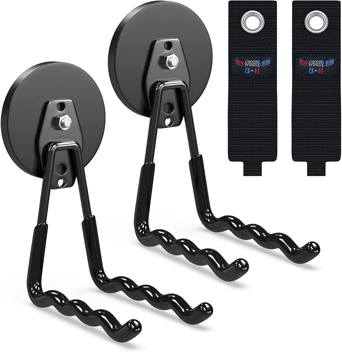 3-H Magnetic Wave Hooks Heavy Duty 2 Pack, Large Magnet Garage Hooks Heavy Duty by 3-H