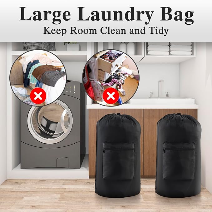 OTraki Laundry Bag Backpack, Portable Travel Dorm Laundry Bag - Image 7