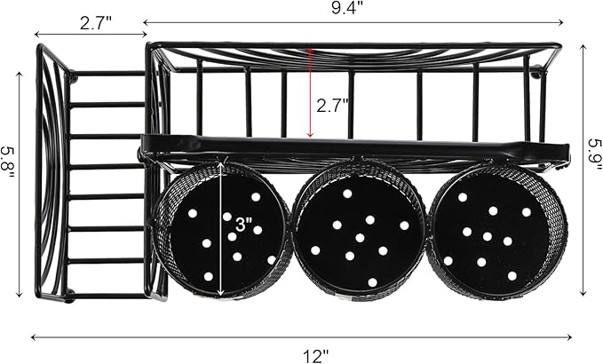 Metal Utensil Caddy with 5 Compartments, Flatware Storage Holder - Image 2
