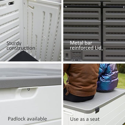 100 Gallon Plus Resin Deck Box, Waterproof Outdoor Storage Box - Image 7