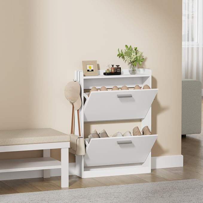Shoe Cabinet Organizer with 2 Flip Drawers，Freestanding Shoe Rack - Image 7