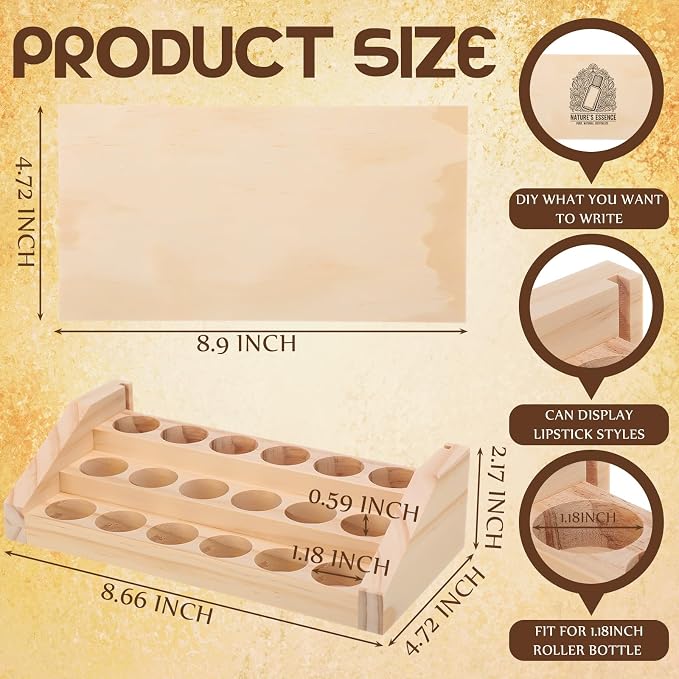 AceOrbit 3 Tier 18 Slots Wooden Essential Oil Organizer - Image 2