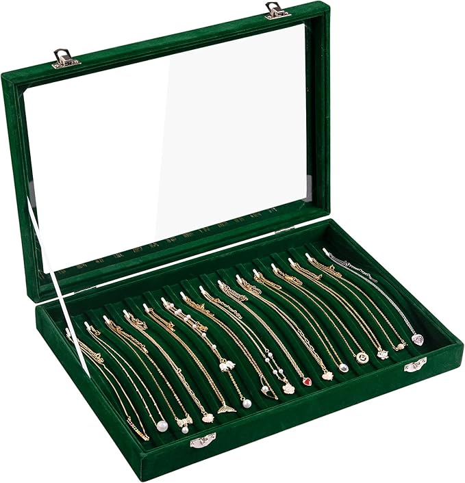Frebeauty 15 Hooks Necklace Tray Velvet Neckalce Organizer by Frebeauty