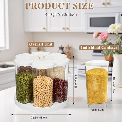 6 Grids 360° Rotating Cereal Dispenser Countertop - Image 2