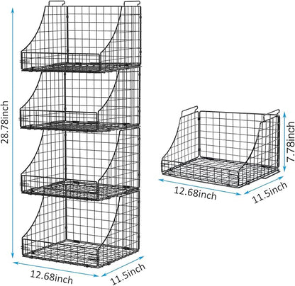 4-Pack Stackable Wire Baskets for Closet Organizers and Storage, Open Storage - Image 6