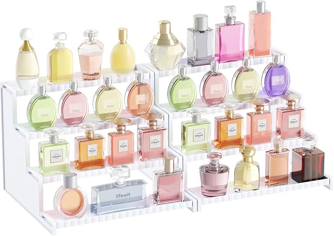 Lifewit Perfume Organizer with Fences, Plastic Cologne Stand, Tool-Free Assembly by Lifewit