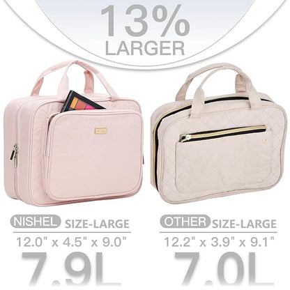 NISHEL Travel Toiletry Bag for Women, Makeup Essentials Organizer, Hanging Case - Image 2