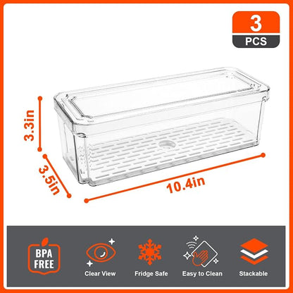 YINGRACE 3 Pack Fridge Organizer Bins, Stackable Refrigerator Organizers and - Image 2
