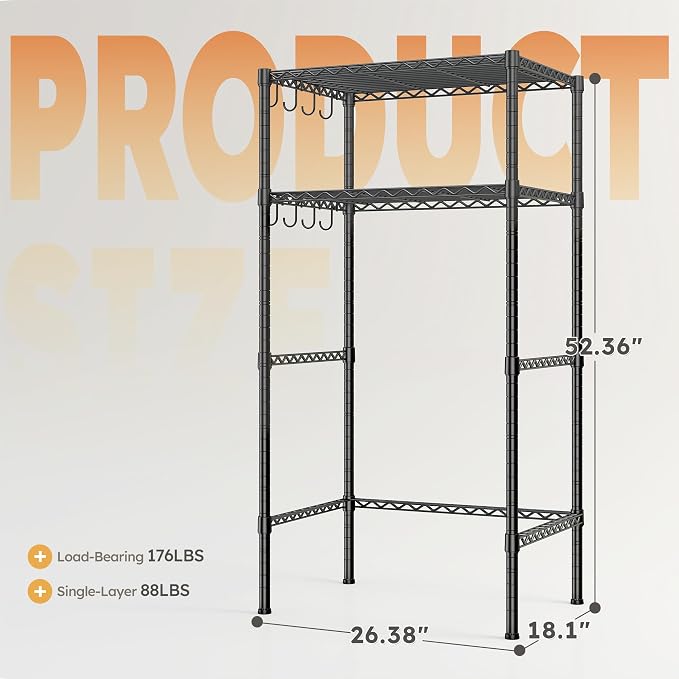 REIBII Mini Fridge Shelf with Storage, 2-Tier Adjustable Metal Shelving Unit - Image 3