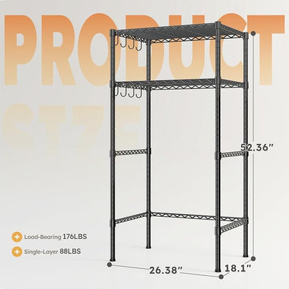 REIBII Mini Fridge Shelf with Storage, 2-Tier Adjustable Metal Shelving Unit - Image 3