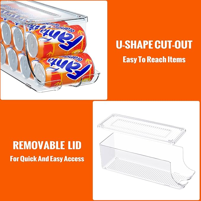 2 Pack Soda Can Organizer for Refrigerator, Stackable Canned Food Pop Cans - Image 4