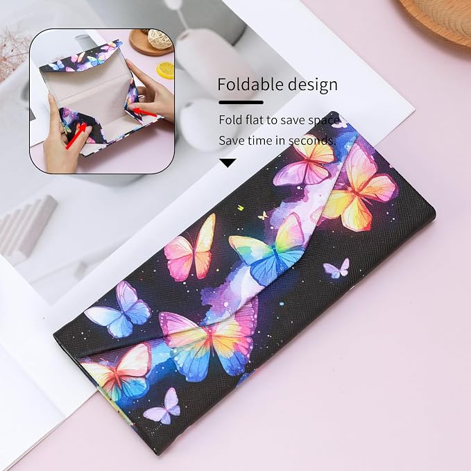 Foldable Glasses Case, Magnetic PU Leahter Sunglasses Case, Cute Hard Shell - Image 3