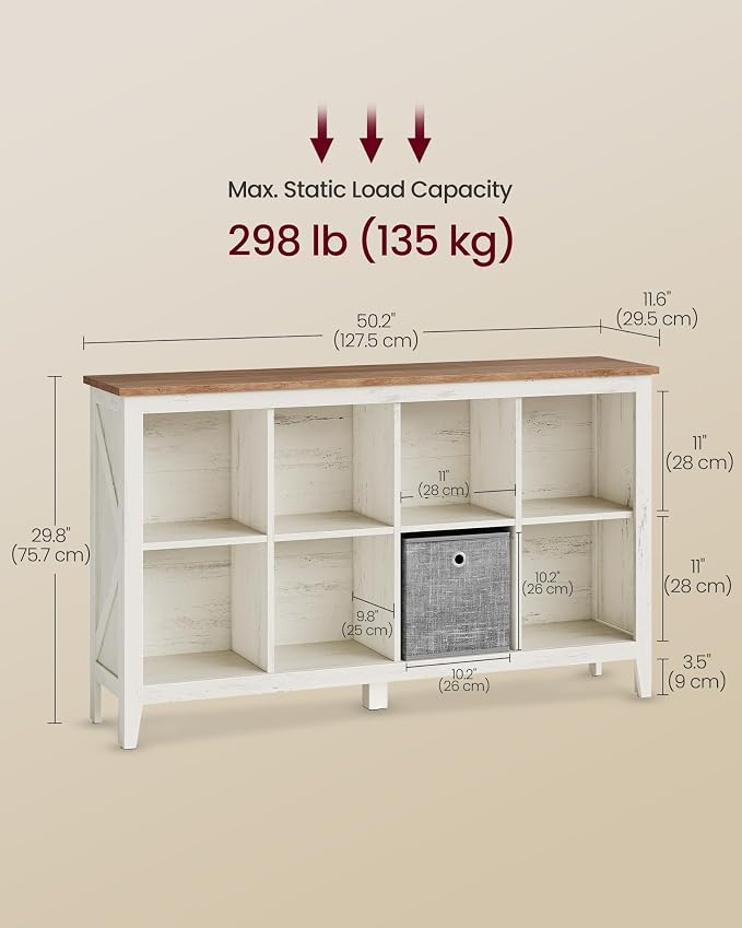 VASAGLE Liry Collection Farmhouse Bookcase, 8-Cube Storage Organizer - Image 6