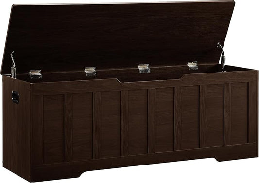 VANKILEY 51.2" Storage Chest Extra Large, Wooden Storage Bench, Espresso | Chest by Unknown
