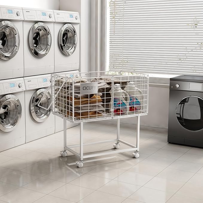 Wire Laundry Hamper, 80L Rolling Laundry Basket Cart on Wheels, Dirty Clothes - Image 6