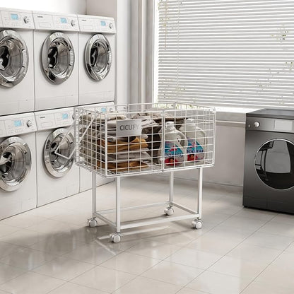 Wire Laundry Hamper, 80L Rolling Laundry Basket Cart on Wheels, Dirty Clothes - Image 6