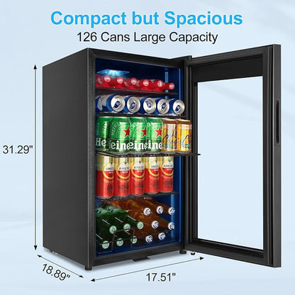 Beverage Refrigerator 126 Can, Mini Beverage Fridge Small Beverage Cooler - Image 2