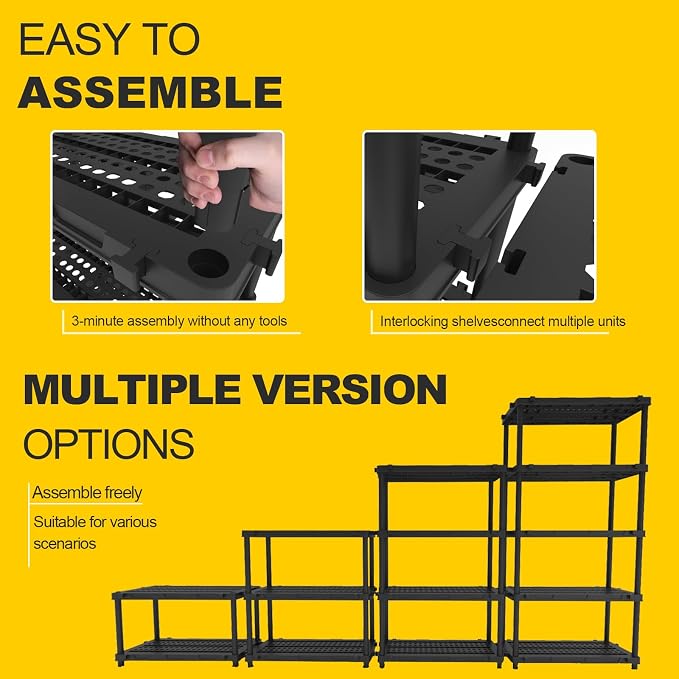 Plastic Storage Shelves, 4/5 Shelving Unit, Heavy Duty Storage Rack, Plastic - Image 6