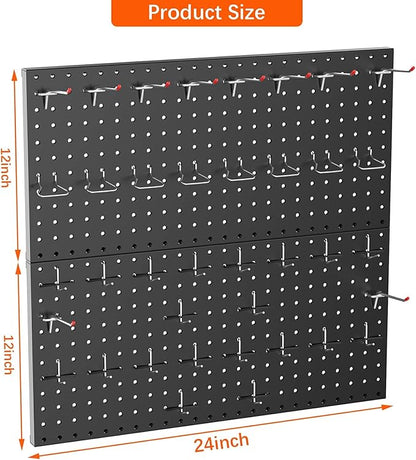 TORACK Metal Pegboard Wall Organizer 24" x 24" or 12" x 48" - Image 3