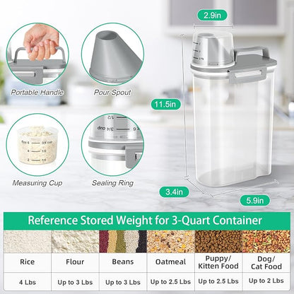 TBMax Rice Storage Container 2 Pack, Plastic Kitchen Pantry Food Storage - Image 3