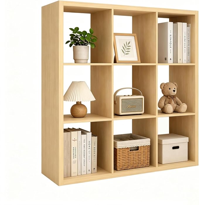 CTESNE【Wooden Thick Frame 9 Cube Storage Organizer Shelf by CTESNE
